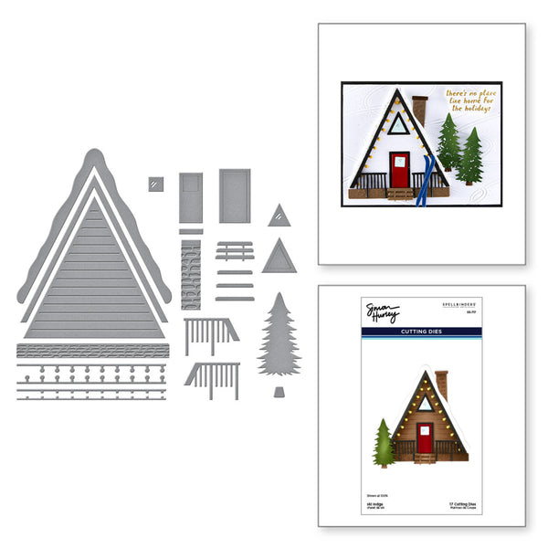 Spellbinders Etched Dies by Simon Hurley, Ski-Son's Greetings, Ski Lodge (S5-717)