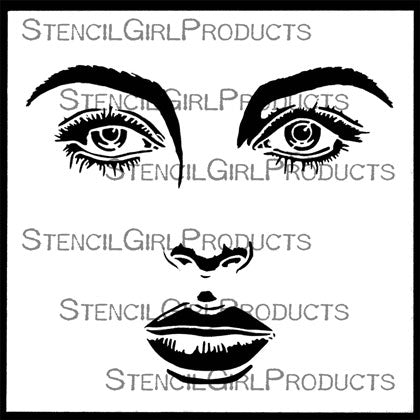 Stencil Girl, Delicate Face, 6"x6" Stencil, Designed by Andrea Matus deMeng