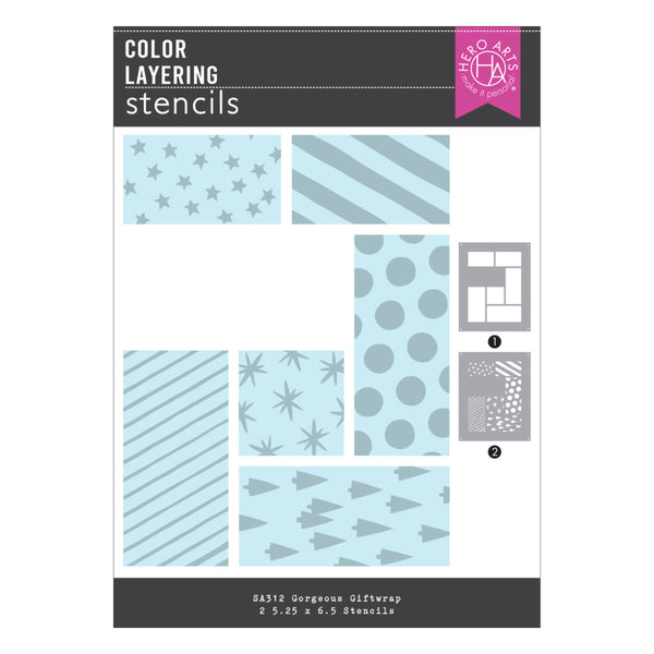Hero Arts Layering Stencil, Gorgeous Giftwrap, Best Gift Ever (SA312)