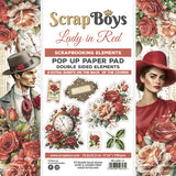 ScrapBoys, 6"X6" Pop Up Paper Pad, Lady in Red