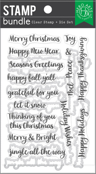 Hero Arts Clear Stamp & Die Combo, Holiday Season Messages