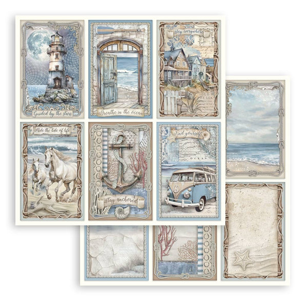 Stamperia Double-Sided Cardstock 12"X12", Silent Sea, 6 Cards