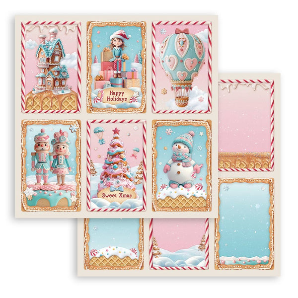 Stamperia, Double-Sided Cardstock 12"x12" Candy Christmas 6 Cards (SBB1082)