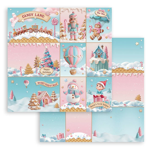 Stamperia, Double-Sided Cardstock 12"x12", Candy Christmas Cards (SBB1083)