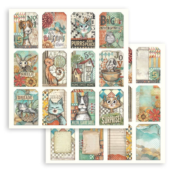 Stamperia Furry Friends Double-Sided Cardstock 12"X12", Tags (SBB1103)