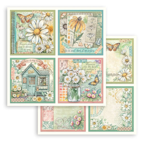 Stamperia, Double-Sided Cardstock 12"x12", Daisy Art, 4 Cards (SBB1130)