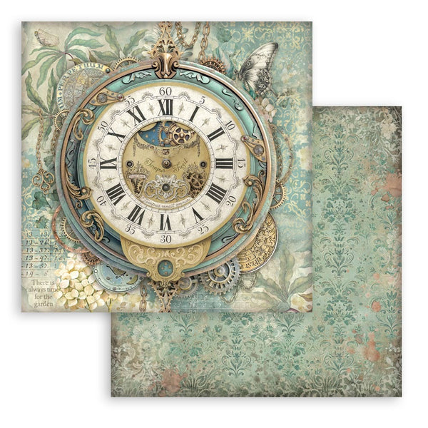 Stamperia Double-Sided Cardstock 12"X12", Gardens of Time, Big Clock (SBB1145)