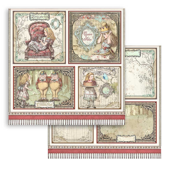 Stamperia Double-Sided Cardstock 12"X12", Alice Through the Looking Glass, Alice Cards
