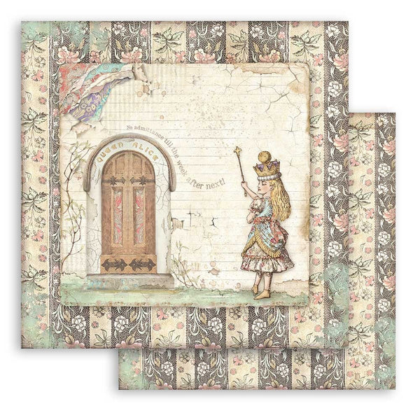 Stamperia Double-Sided Cardstock 12"X12",  Alice Through the Looking Glass, Alice Door
