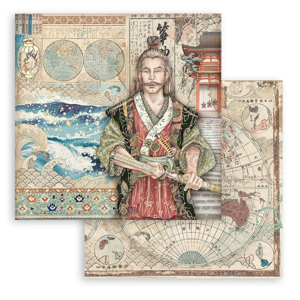 Stamperia, Double-Sided Cardstock 12"X12", Sir Vagabond In Japan, Samurai (SBB821)