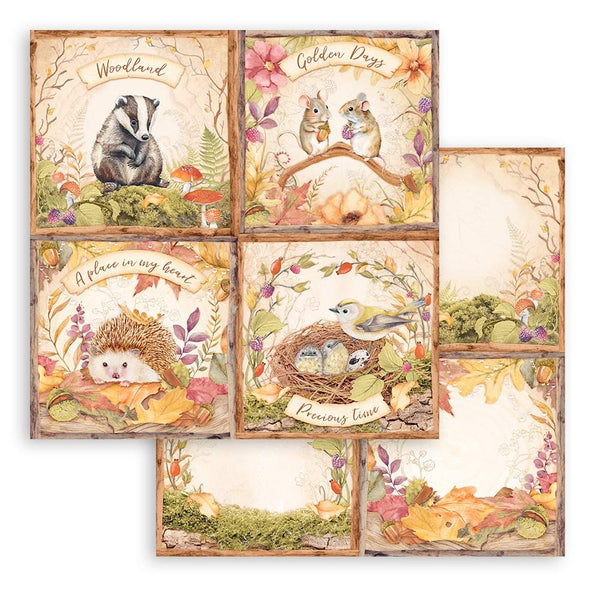 Stamperia Double-Sided Cardstock 12"X12", Woodland, 4 Cards