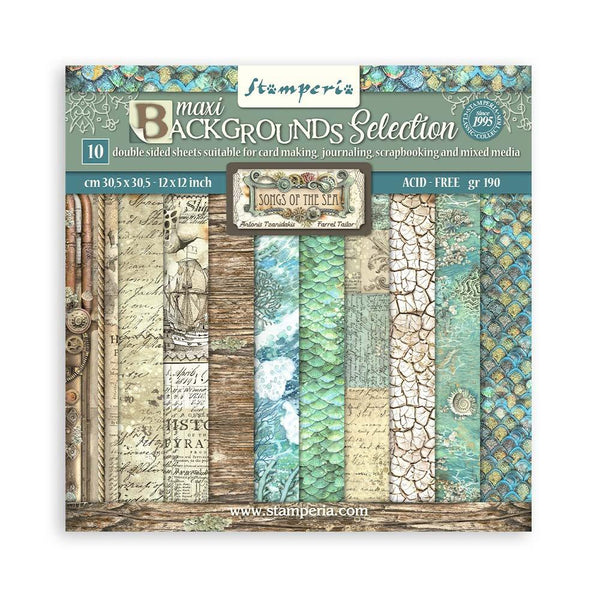 Stamperia Backgrounds Double-Sided Paper Pad 12"X12" 10/Pkg, Songs Of The Sea, 10 Designs/1 Each