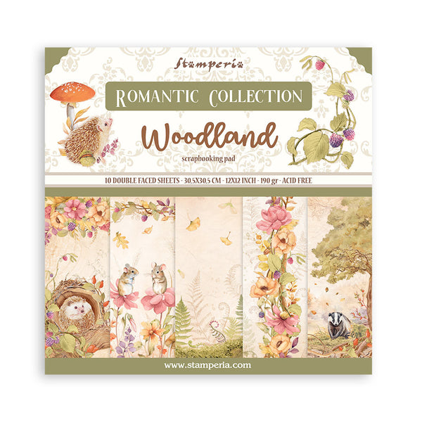 Stamperia, Double-Sided Paper Pad 12"X12" 10/Pkg, Romantic Collection, Woodland, 10 Designs/1 Each