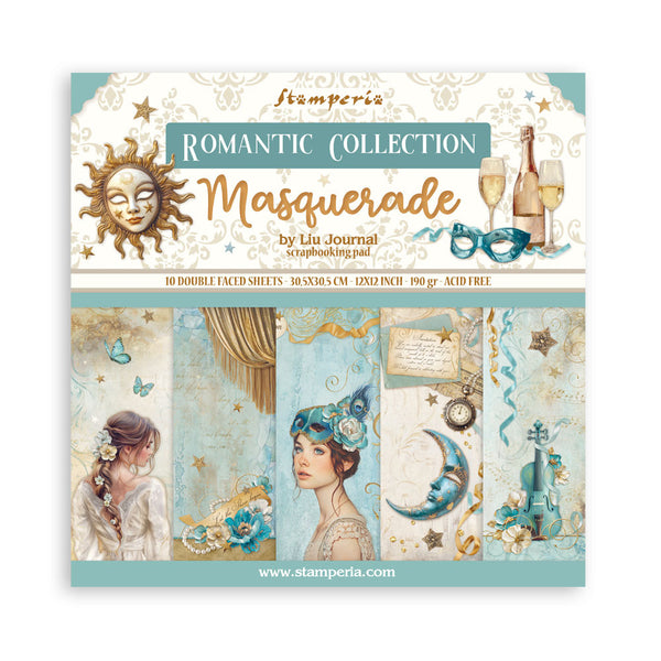Stamperia, Double-Sided Paper Pad 12"X12" 10/Pkg, Masquerade