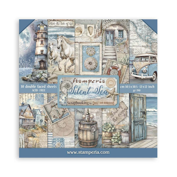 Stamperia Scrapbooking Pad 12"x12" 10/Pkg, Silent Sea