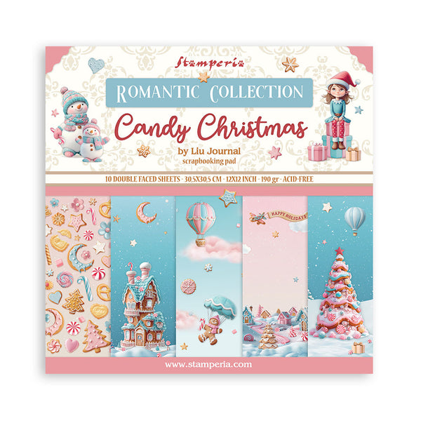 Stamperia, Scrapbooking Pad 12"x12" 10/Pkg, Candy Christmas (SBBL173)