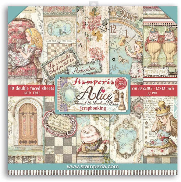 Stamperia Double-Sided Paper Pad 12"X12" 10/Pkg, Alice Through The Looking Glass