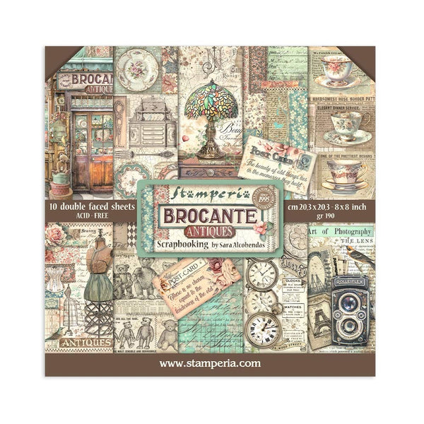 Stamperia Double-Sided Paper Pad 8"x8" 10/Pkg, Brocante Antiques