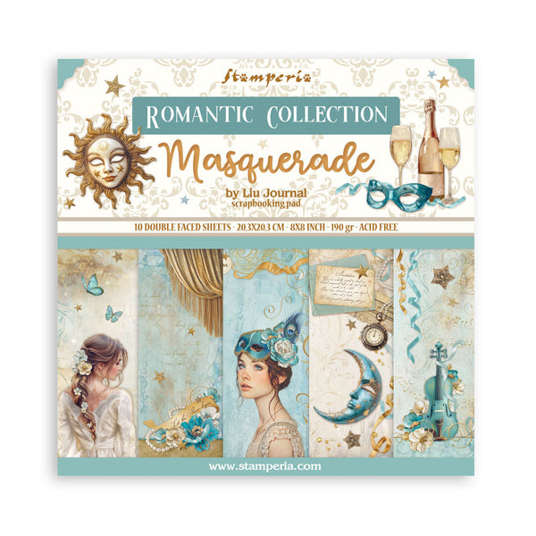 Stamperia, Double-Sided Paper Pad 8"X8" 10/Pkg, Masquerade