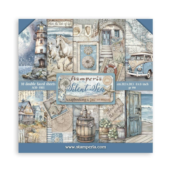 Stamperia, Double-Sided Paper Pad 8"X8" 10/Pkg, Silent Sea