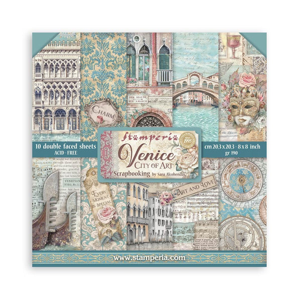 Stamperia, Scrapbooking Pad 8"X8" Paper Pad 10/Pkg, Venice City of Art