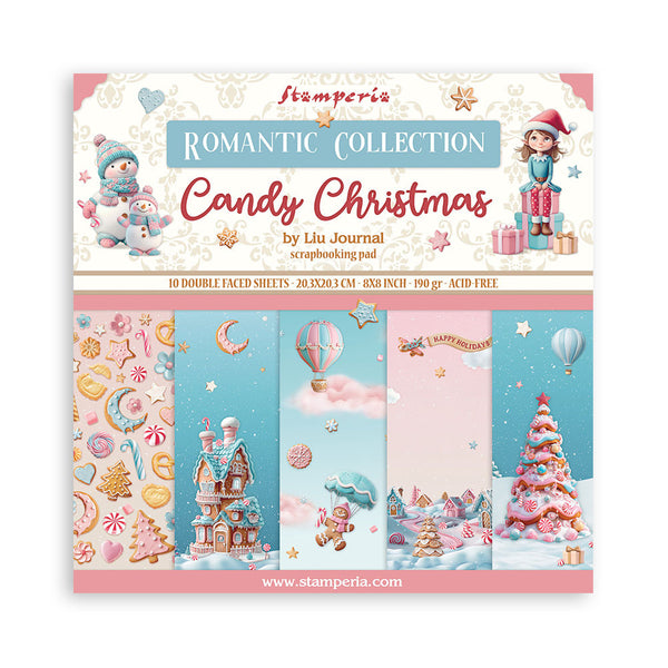 Stamperia, Scrapbooking Pad 8"X8" Paper Pad 10/Pkg, Candy Christmas (SBBS129)