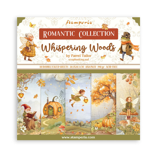 Stamperia, Scrapbooking Pad 8"X8" 10/Pkg, Whispering Woods (SBBS131) - Scrapbooking Fairies