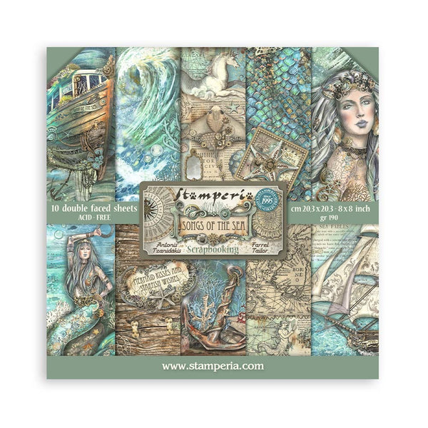 Stamperia Double-Sided Paper Pad 8"X8" 10/Pkg, Songs Of The Sea, 10 Designs/1 Each