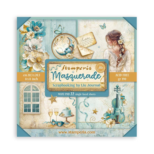 Stamperia, Single-Sided Maxi Paper Pad 8"X8" 22/Pkg, Masquerade