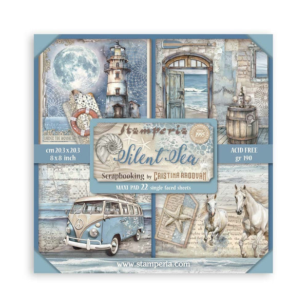 Stamperia, Maxi Paper Pad, Single-Sided 8"X8" 22/Pkg, Silent Sea