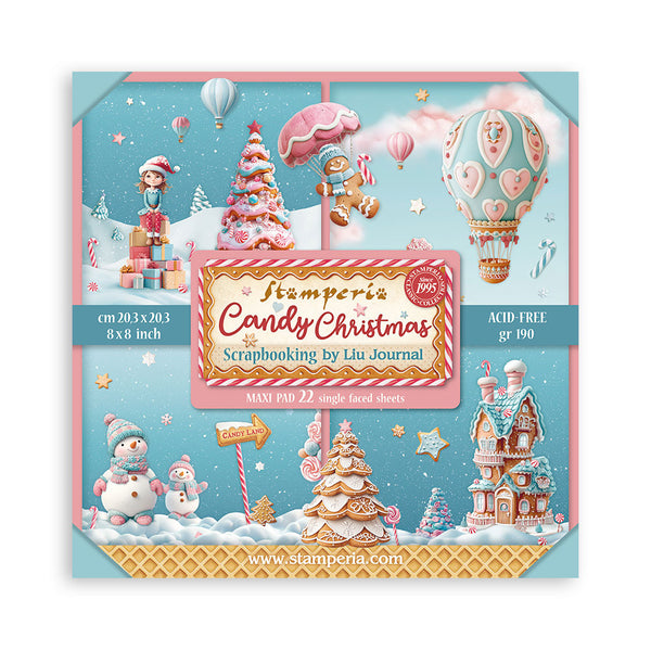 Stamperia, Single-Sided Paper Pad 8"X8" 22/Pkg, Candy Christmas (SBBSXB15)
