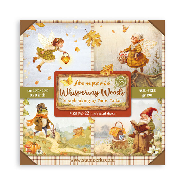 Stamperia, Single-Sided Maxi Paper Pad 8"X8" 22/Pkg, Whispering Woods (SBBSXB17)