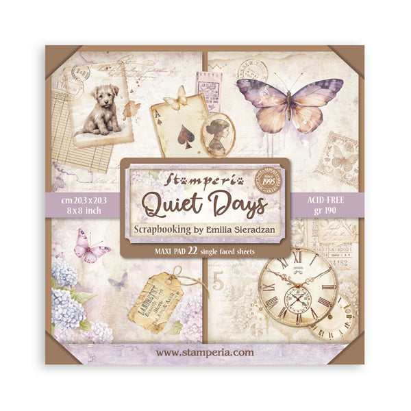 Stamperia, Single-Sided Paper Pad 8"X8" 22/Pkg, Quiet Days (SBBSXB19)