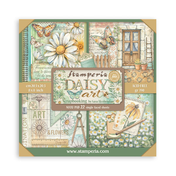 Stamperia, Single-Sided Paper Pad 8"X8" 22/Pkg, Daisy Art (SBBSXB22)