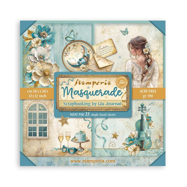 Stamperia, Single-Sided Maxi Paper Pad 12"X12" 22/Pkg, Masquerade