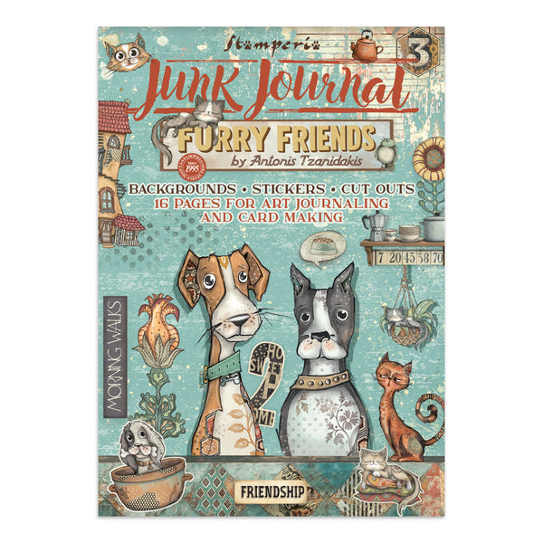 Stamperia Junk journal stickers, cut-outs, backgrounds, Furry Friends