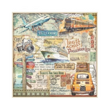 Stamperia Polyester Fabric 12"X12" 4/Pkg, Art Of Travelling