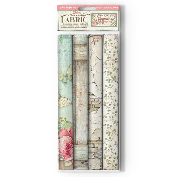 Stamperia Polyester Fabric 12"X12" 4/Pkg, House of Roses