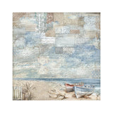 Stamperia Polyester Fabric 12"X12" 4/Pkg, Silent Sea