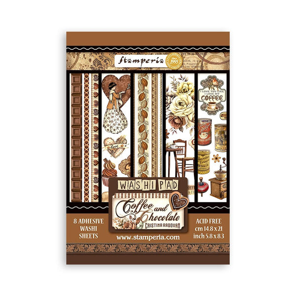 Stamperia A5 Washi Pad 8/Pkg, Coffee And Chocolate