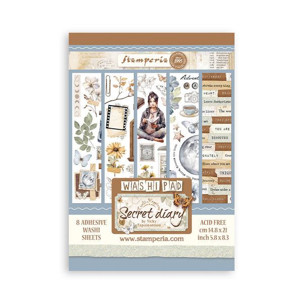 Stamperia A5 Washi Pad 8/Pkg, Create Happiness Secret Diary