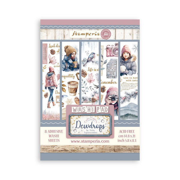Stamperia, A5 Washi Pad 8/Pkg, Create Happiness, Dewdrops