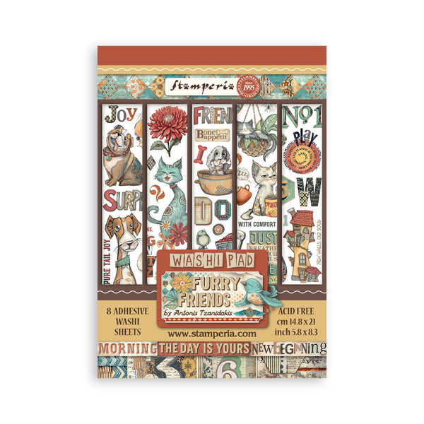 Stamperia, A5 Washi Pad 8/Pkg, Furry Friends (SBW25)