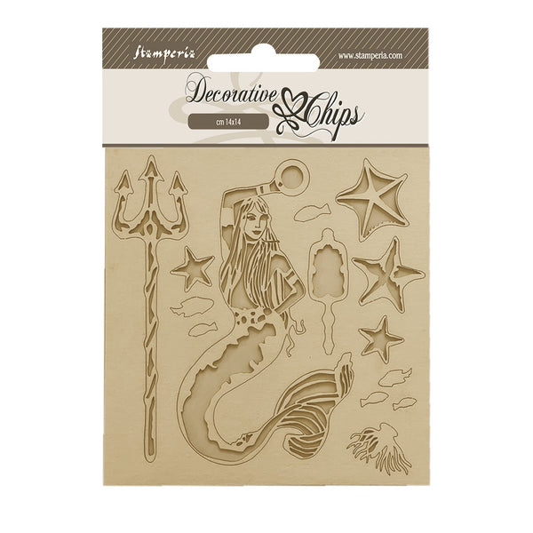 Stamperia, Decorative Chips 5.5"X5.5", Songs of the Sea, Mermaid