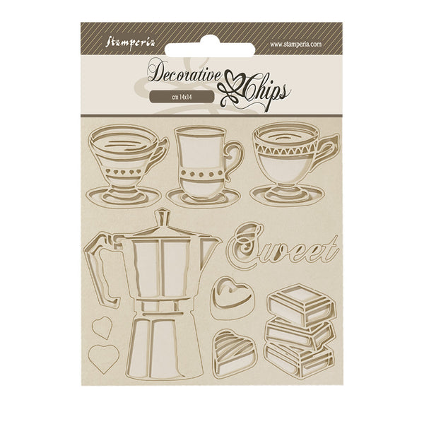 Stamperia Decorative Chips 5.5"X5.5", Coffee And Chocolate, Moka