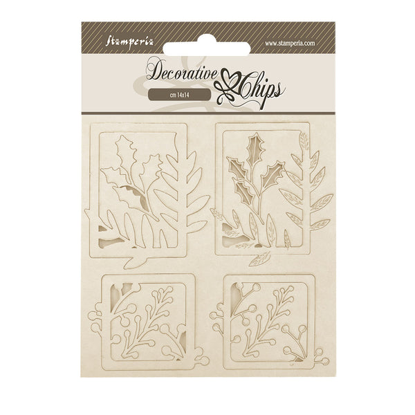 Stamperia Decorative Chips 5.5"X5.5", Gear Up For Christmas, 4 Squares