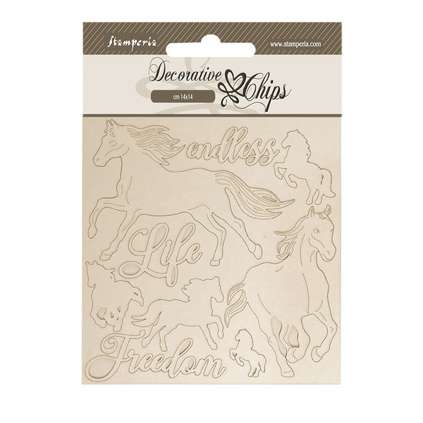 Stamperia Decorative Chips 5.5"X5.5", Silent Sea, Horses (SCB261)