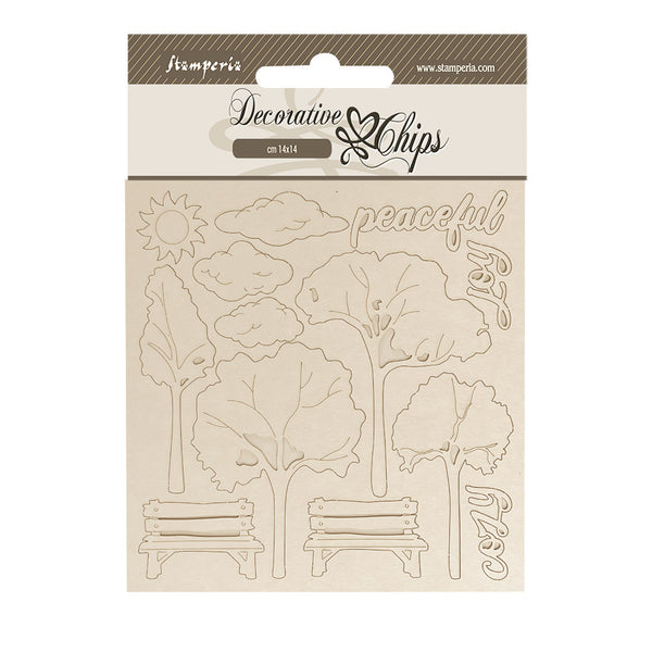 Stamperia Decorative Chips 5.5"X5.5", Silent Sea, Garden (SCB267)