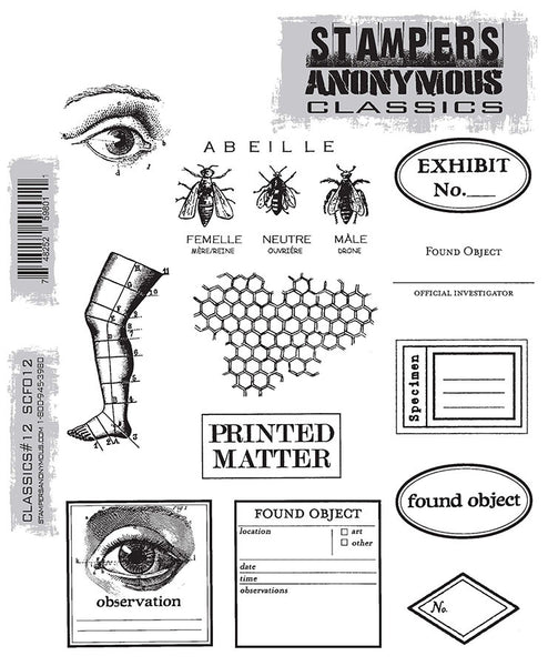 Stampers Anonymous Classics by Tim Holtz, Cling Stamps 7"X8.5", Classics #12 (SCFO12)