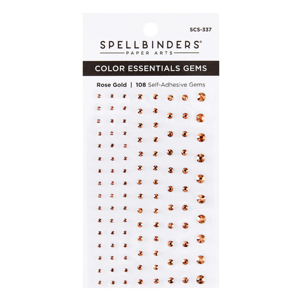 Spellbinders Color Essentials Self-Adhesive Gems 108/Pkg, Rose Gold (SCS-337)